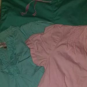 Cute Scrub Set- 2 Adorable Tops 1 Srub Bottom Size